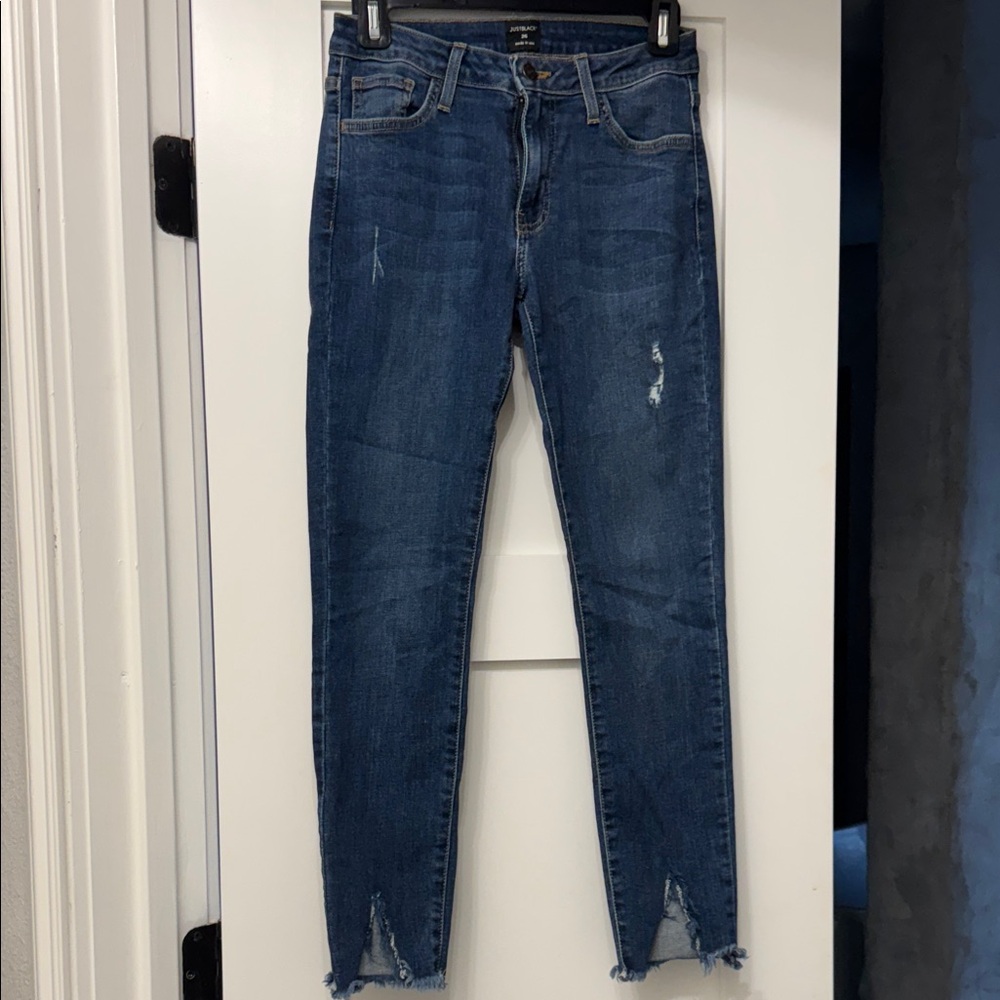 Just Black Distressed Blue Skinny Jeans